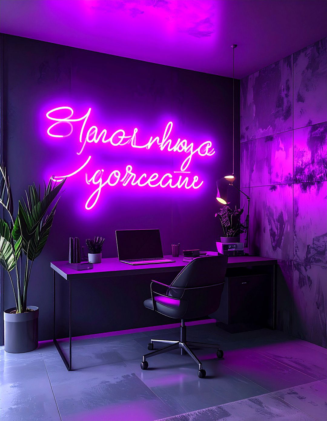 Purple neon sign - 30 purple decor ideas