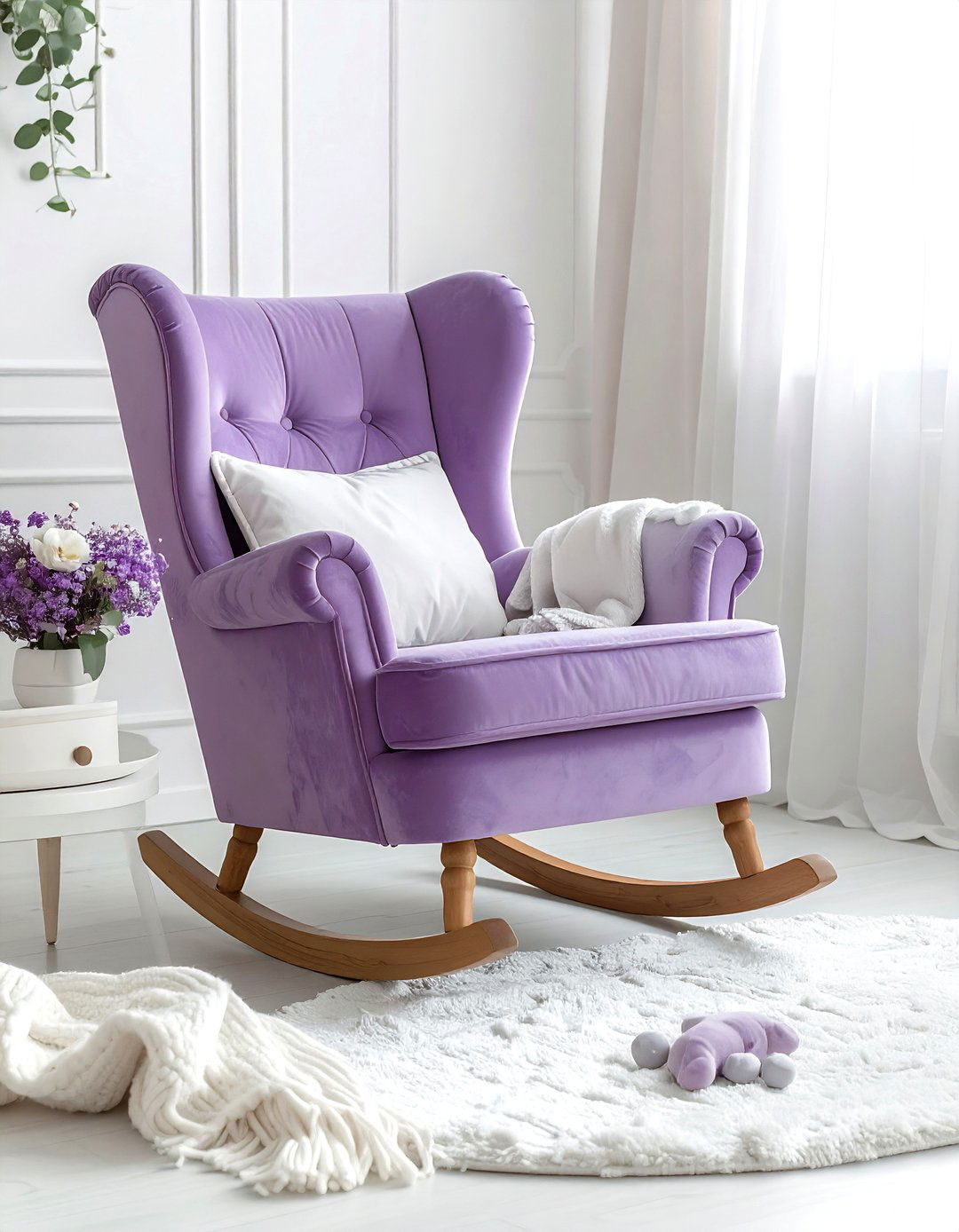 Purple nursery rocker - 30 purple decor ideas