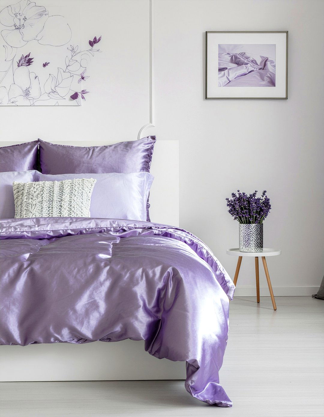 Purple satin duvet cover - 30 bedroom satin bedding ideas