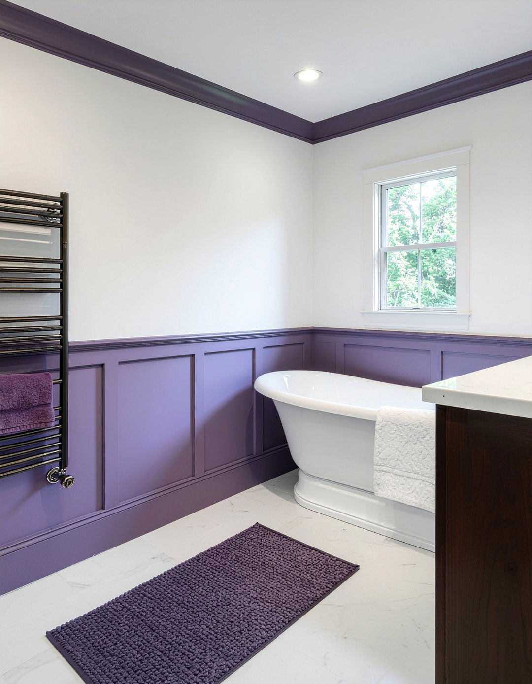 Purple wainscoting bathroom - 30 purple bathroom ideas