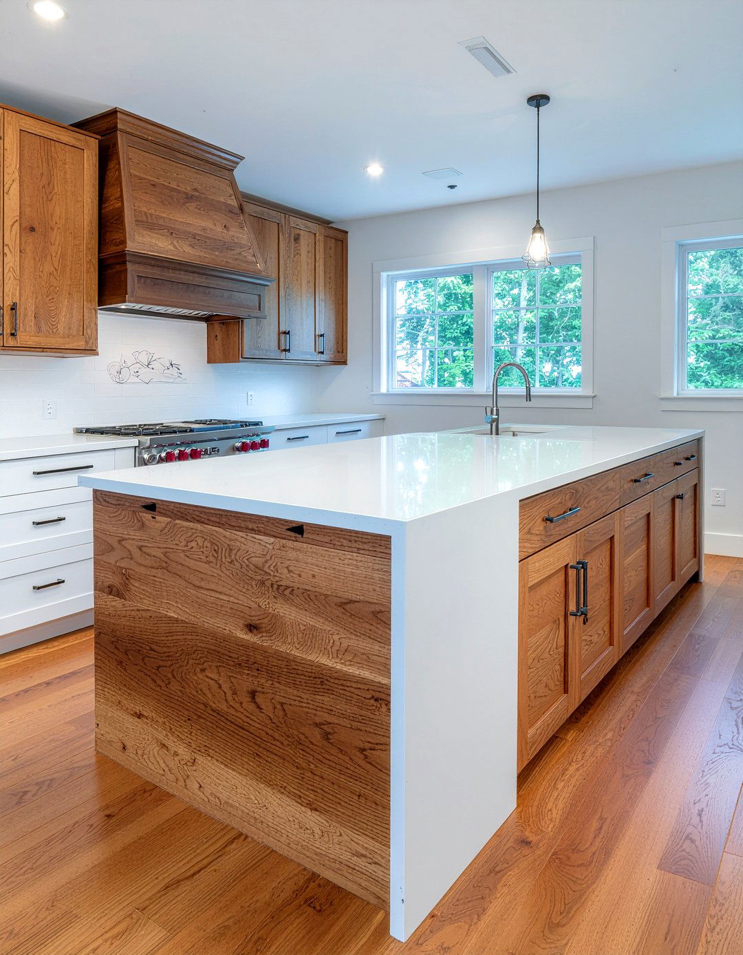Quartz And Butcher Block Counters - 30 kitchen material mixing ideas