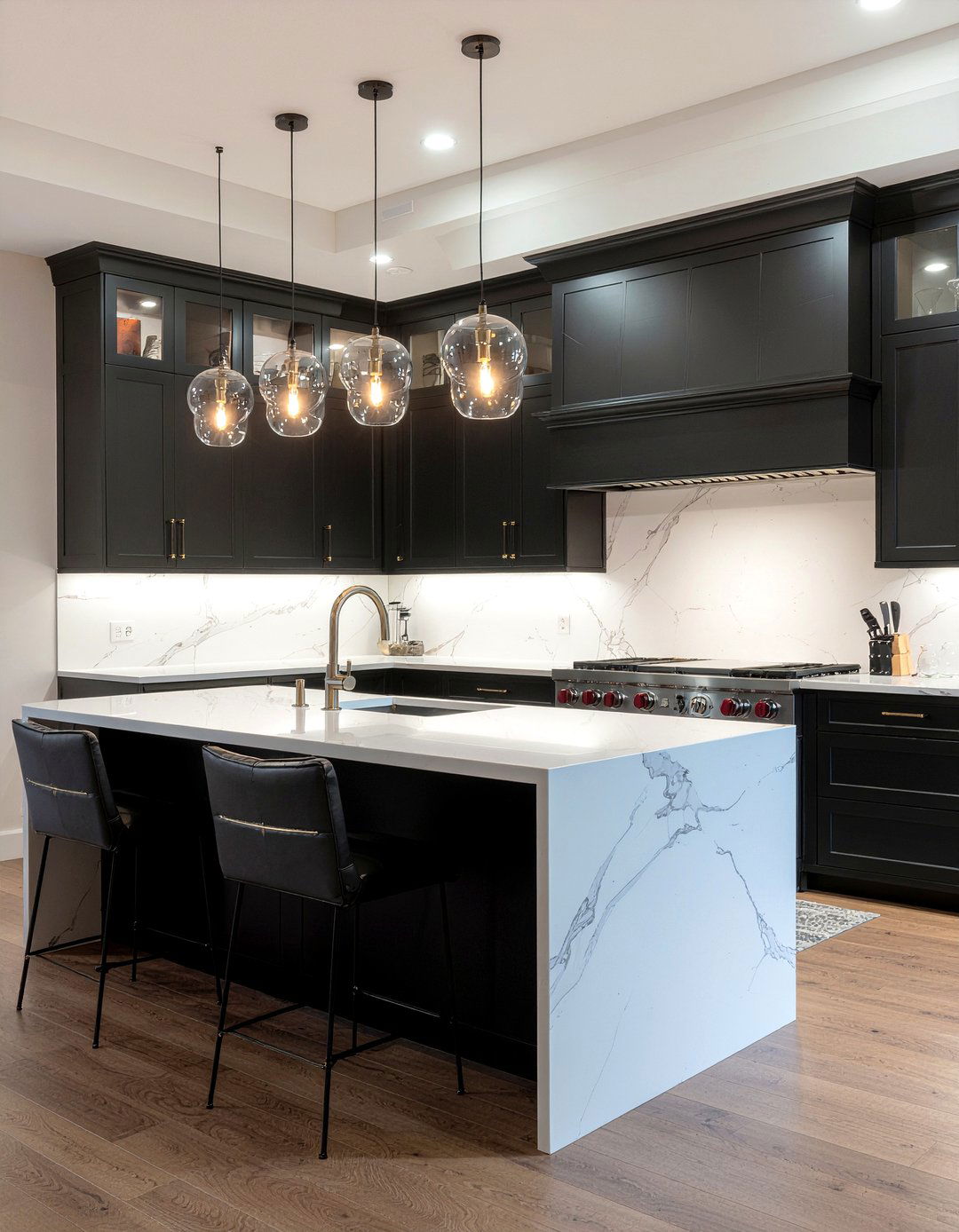 Quartz Backsplash Black Cabinets - 30 quartz backsplash kitchen ideas