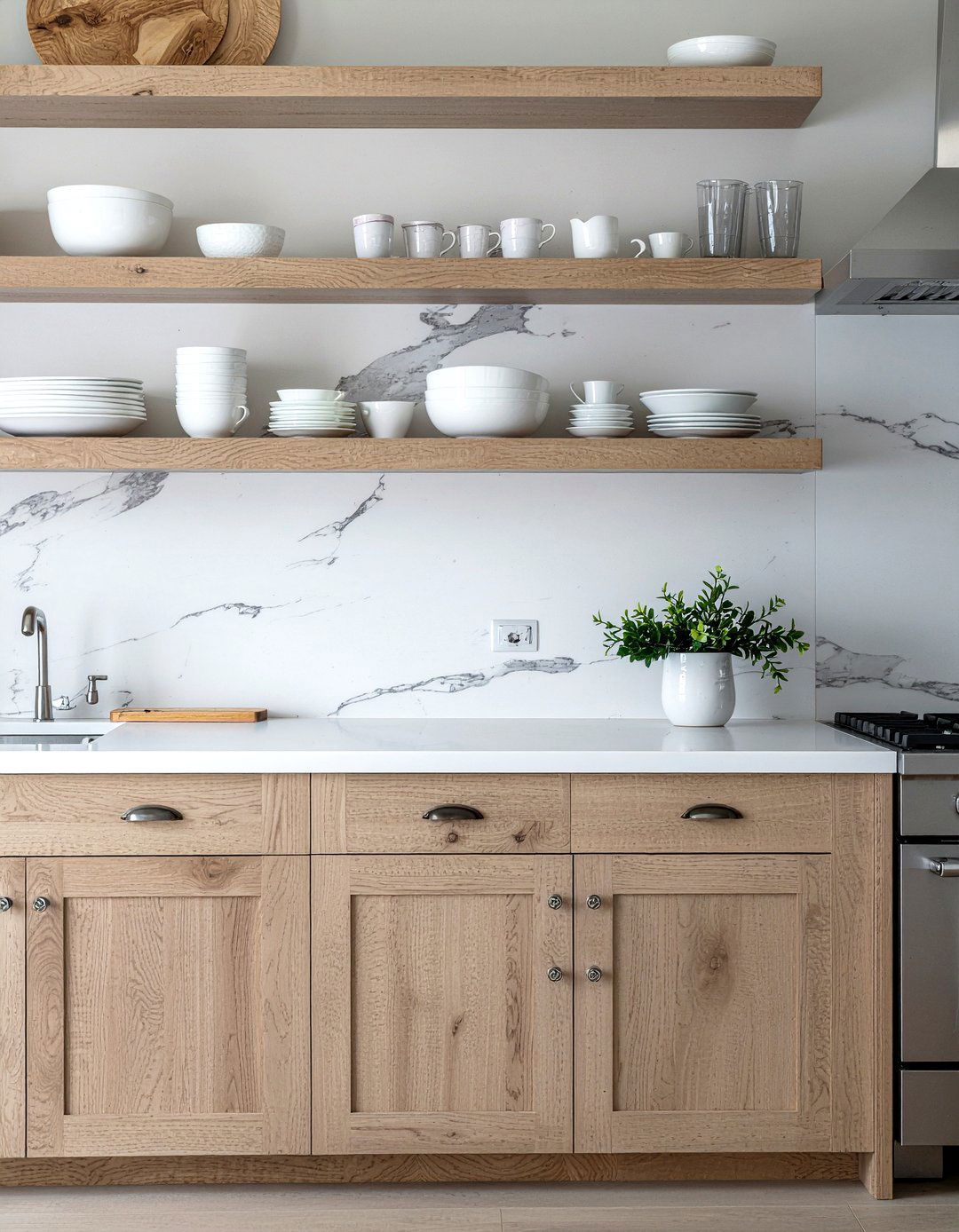 Quartz Backsplash Open Shelving - 30 quartz backsplash kitchen ideas