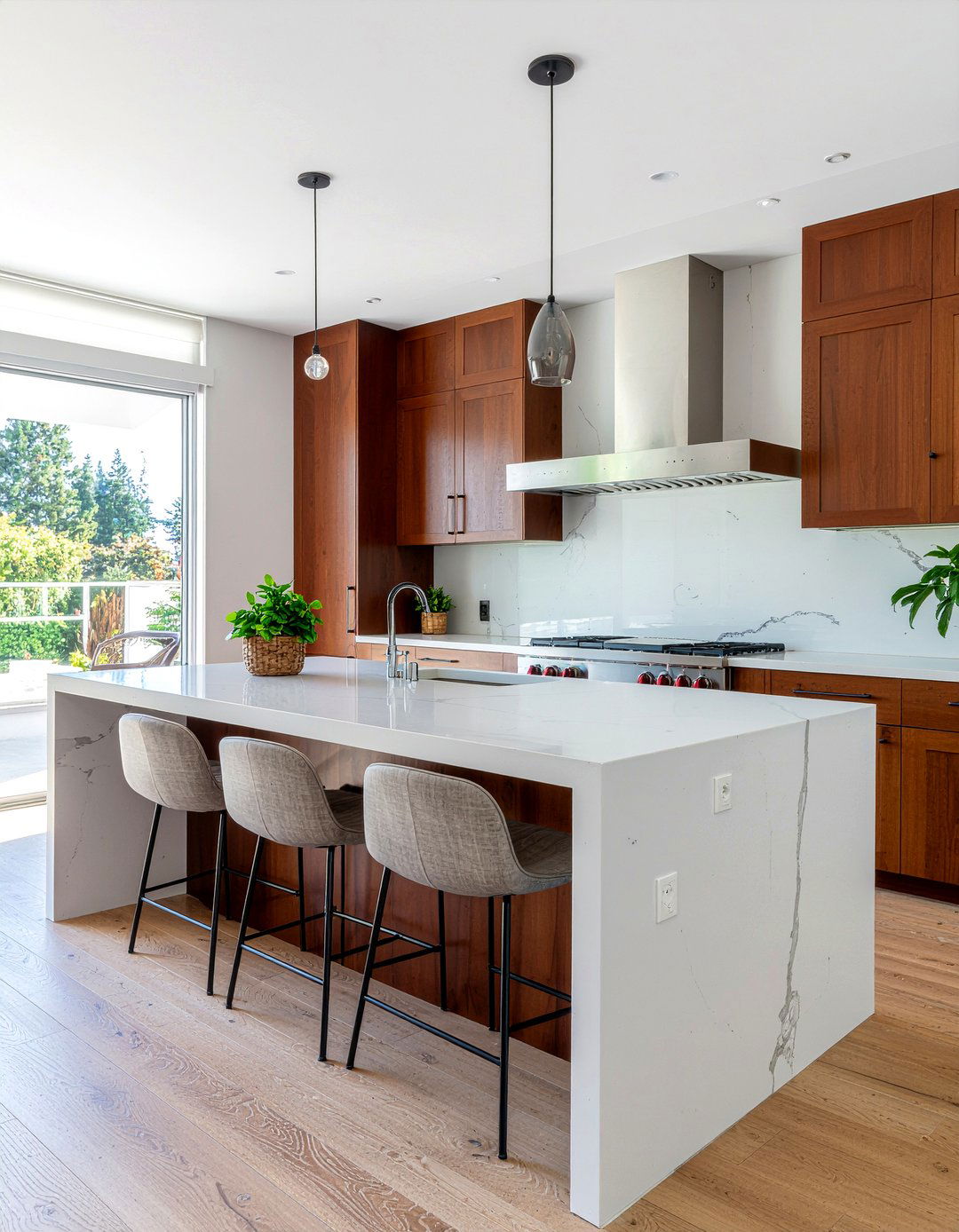 Quartz Backsplash Wood Cabinets - 30 quartz backsplash kitchen ideas