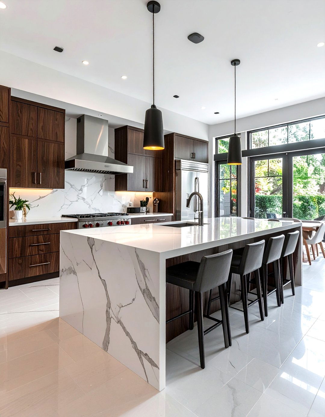 Quartz Waterfall Island - 30 quartz accent ideas