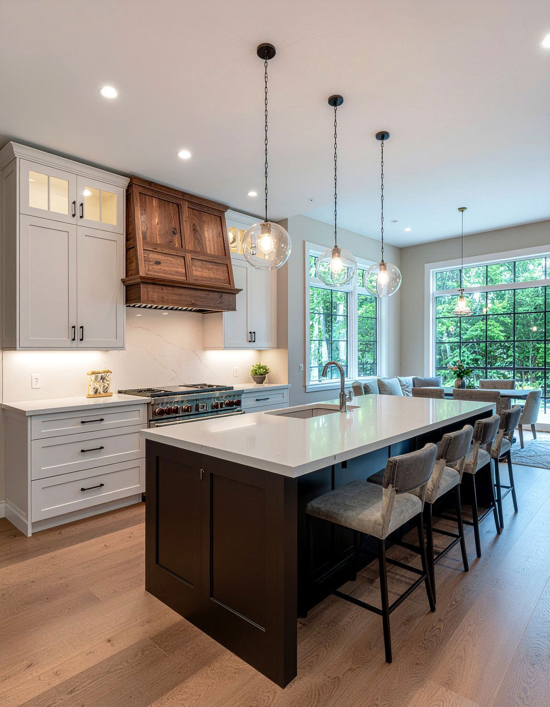 Quartz and wood island - 30 quartz countertop kitchen ideas