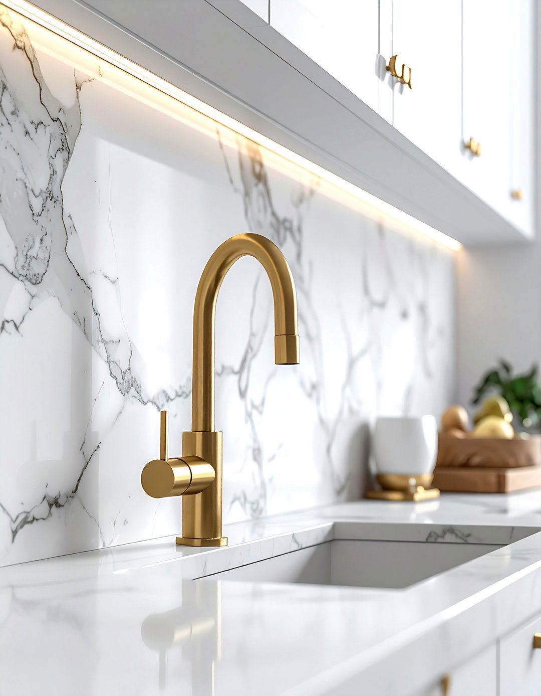 Quartz backsplash wall mount faucet - 30 wall-mount kitchen faucet ideas