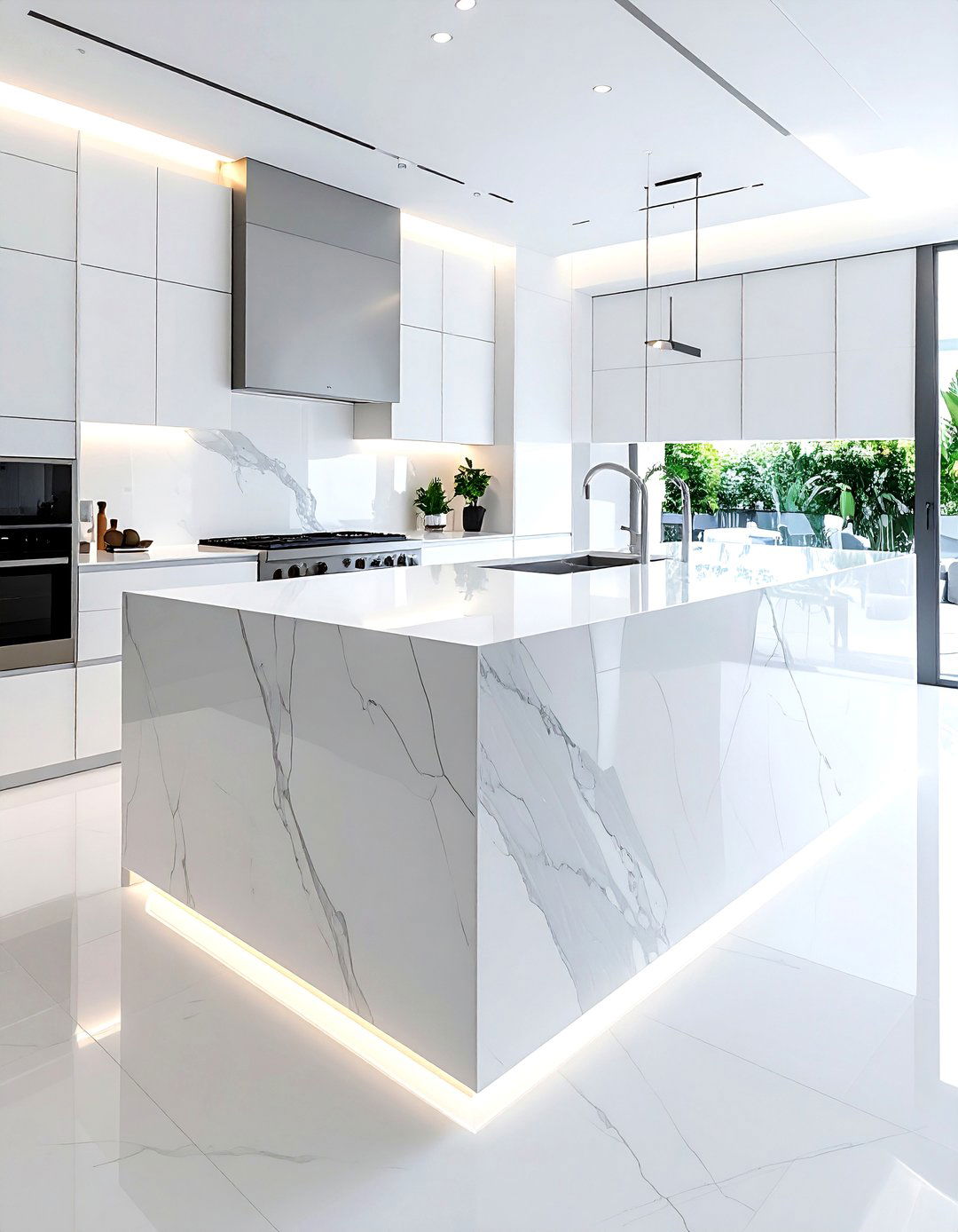 Quartz countertop waterfall edge - 30 Property Brothers kitchen ideas