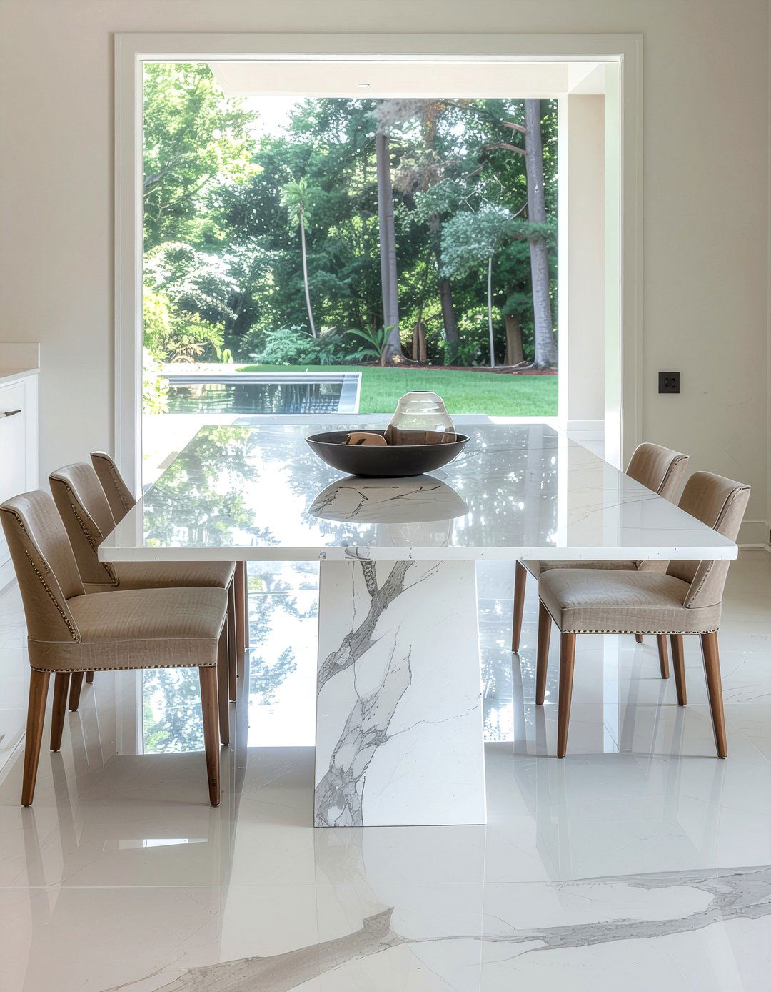 Quartz dining table - 30 low-maintenance dining room ideas