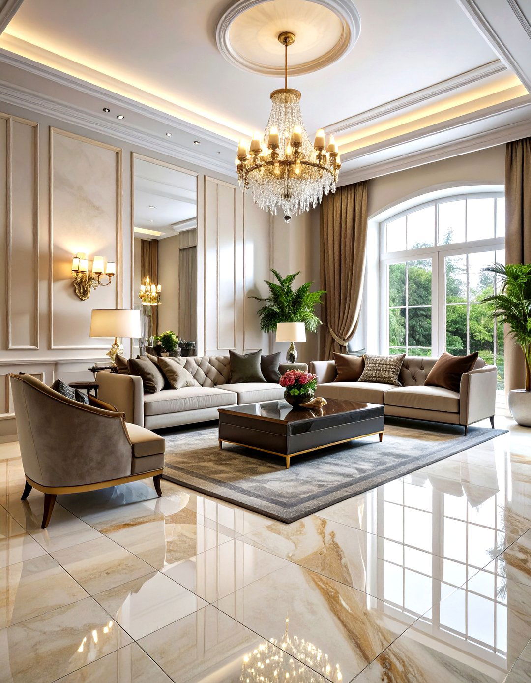 Quartz floor tile - 30 living room tile designs