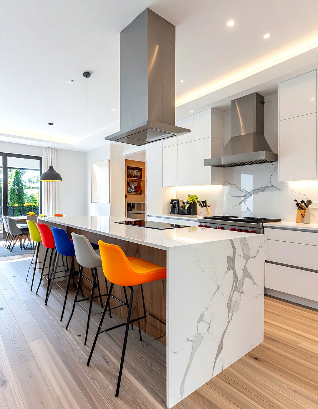 Quartz island with downdraft stove - 30 downdraft cooktop kitchen ideas