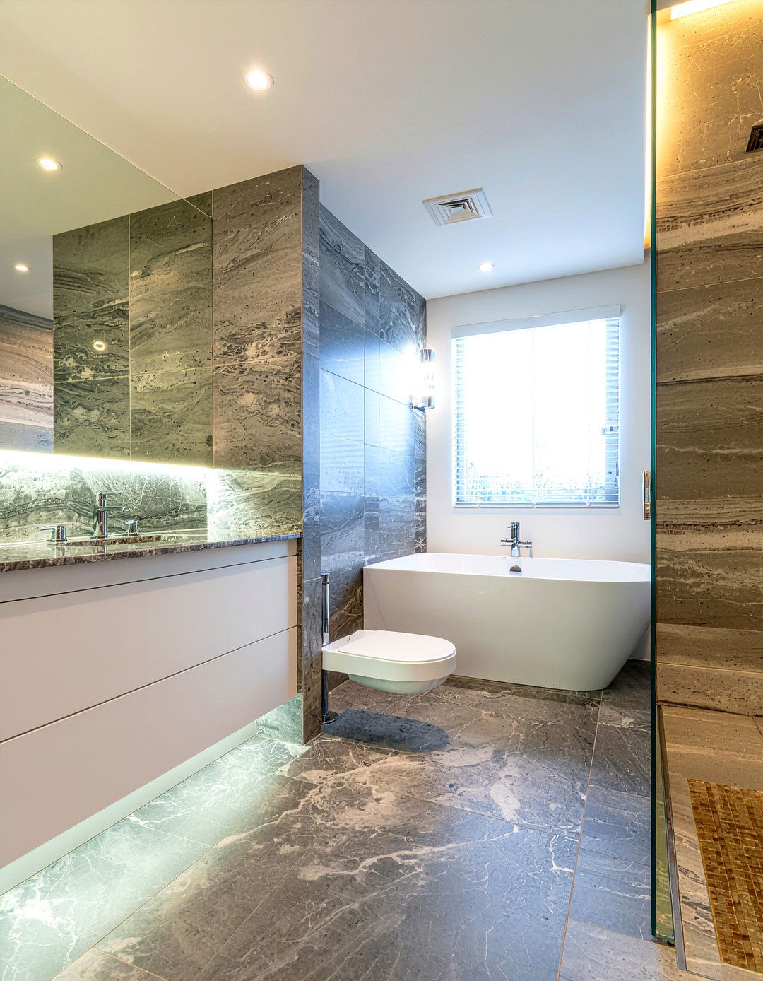 Quartzite Bathroom Slab - 30 large format tile bathroom ideas