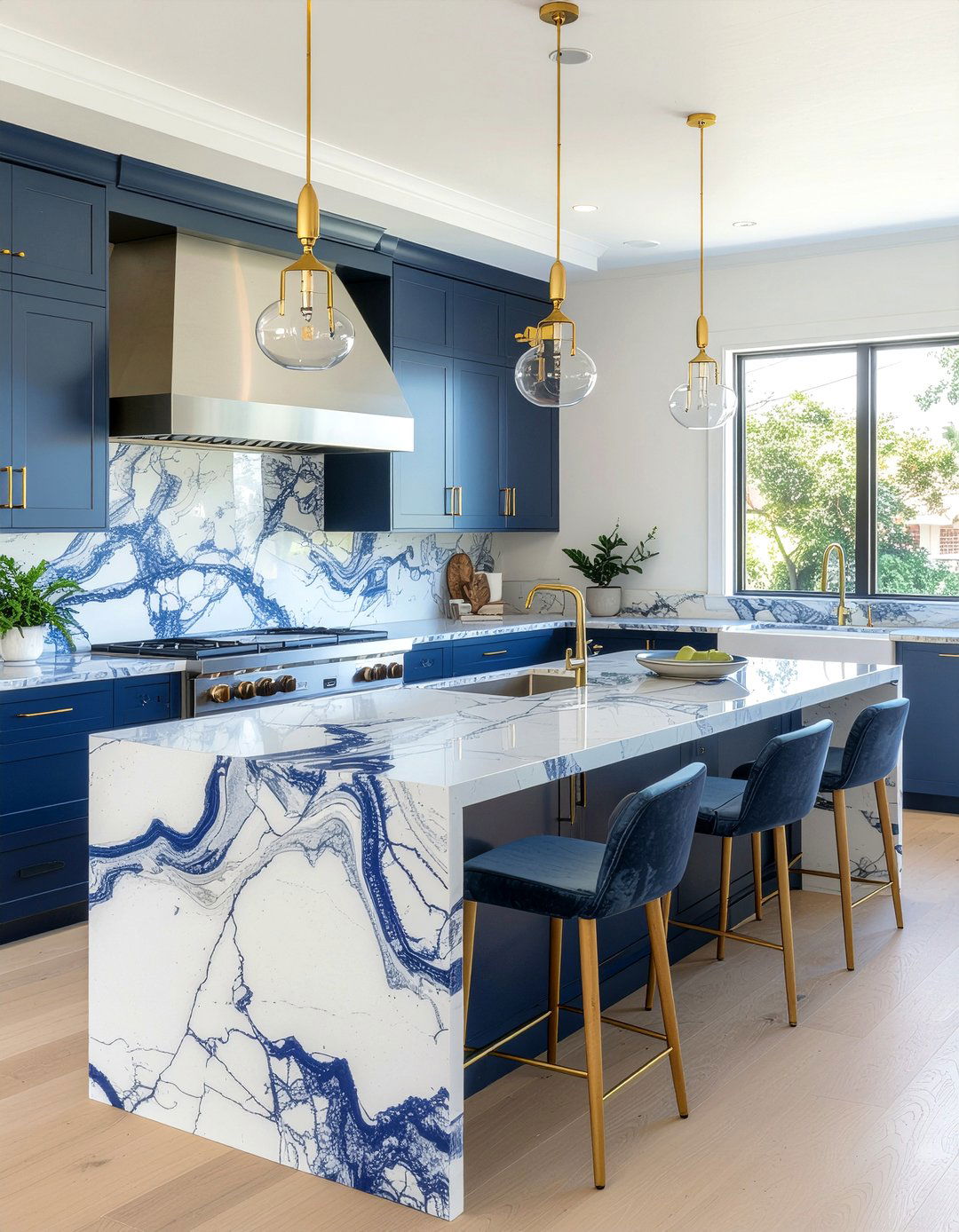Quartzite countertops with bold veining - 30 showstopper kitchen ideas