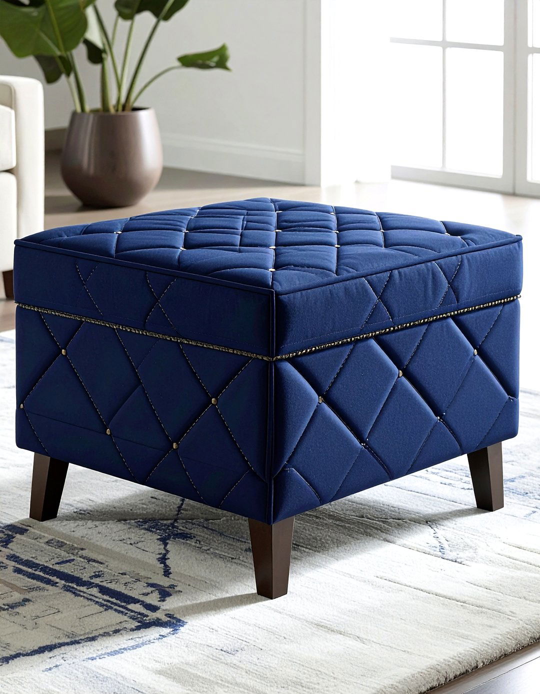 Quilted Fabric Ottoman - 30 soft texture living room ideas