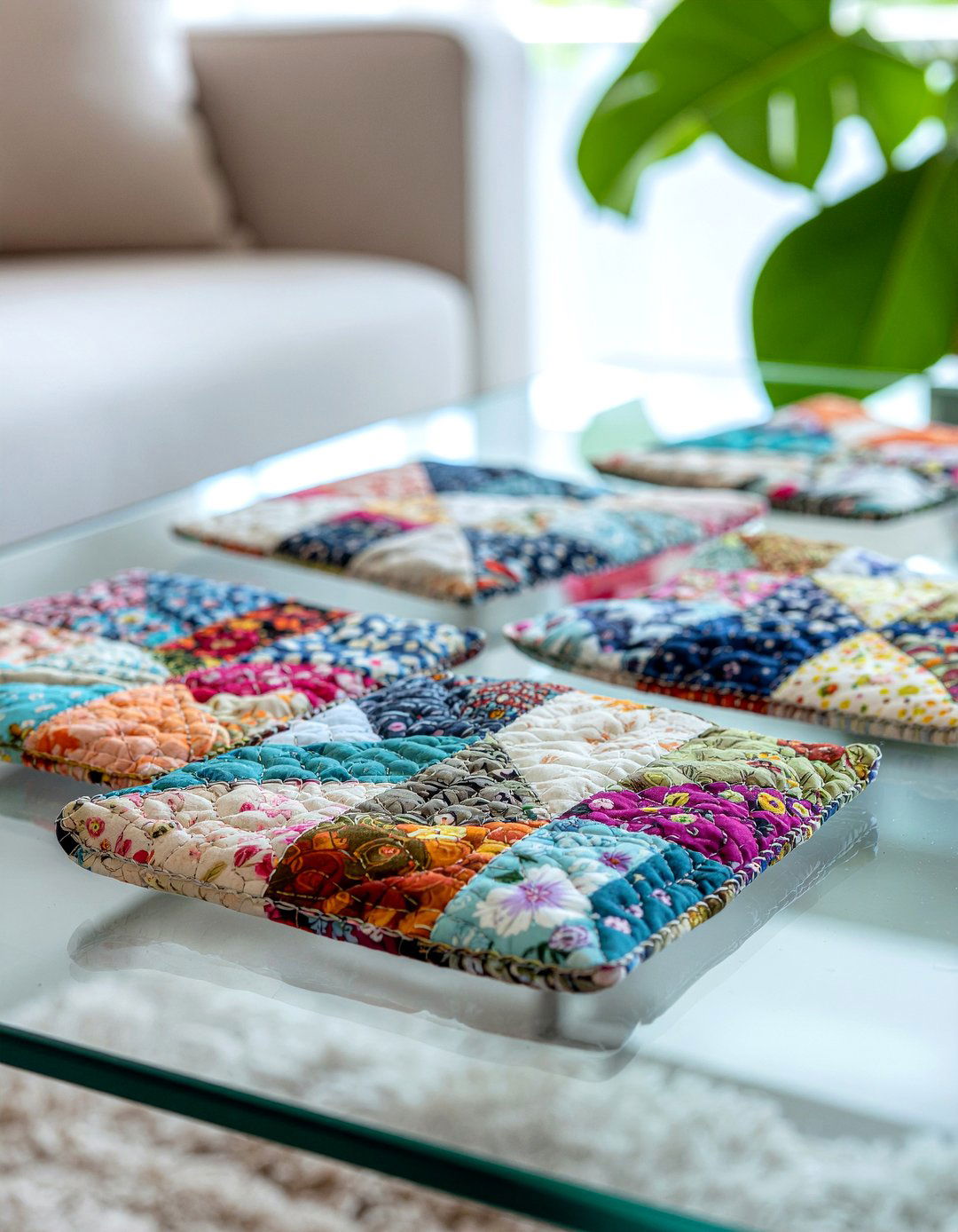Quilted coasters - 30 quilted living room ideas