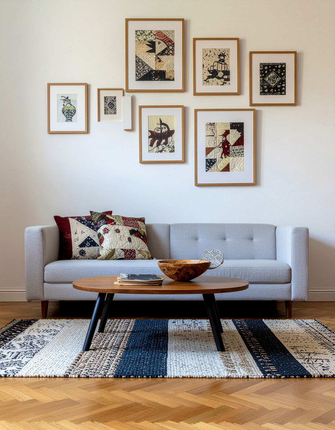 Quilted fabric art - 30 quilted living room ideas