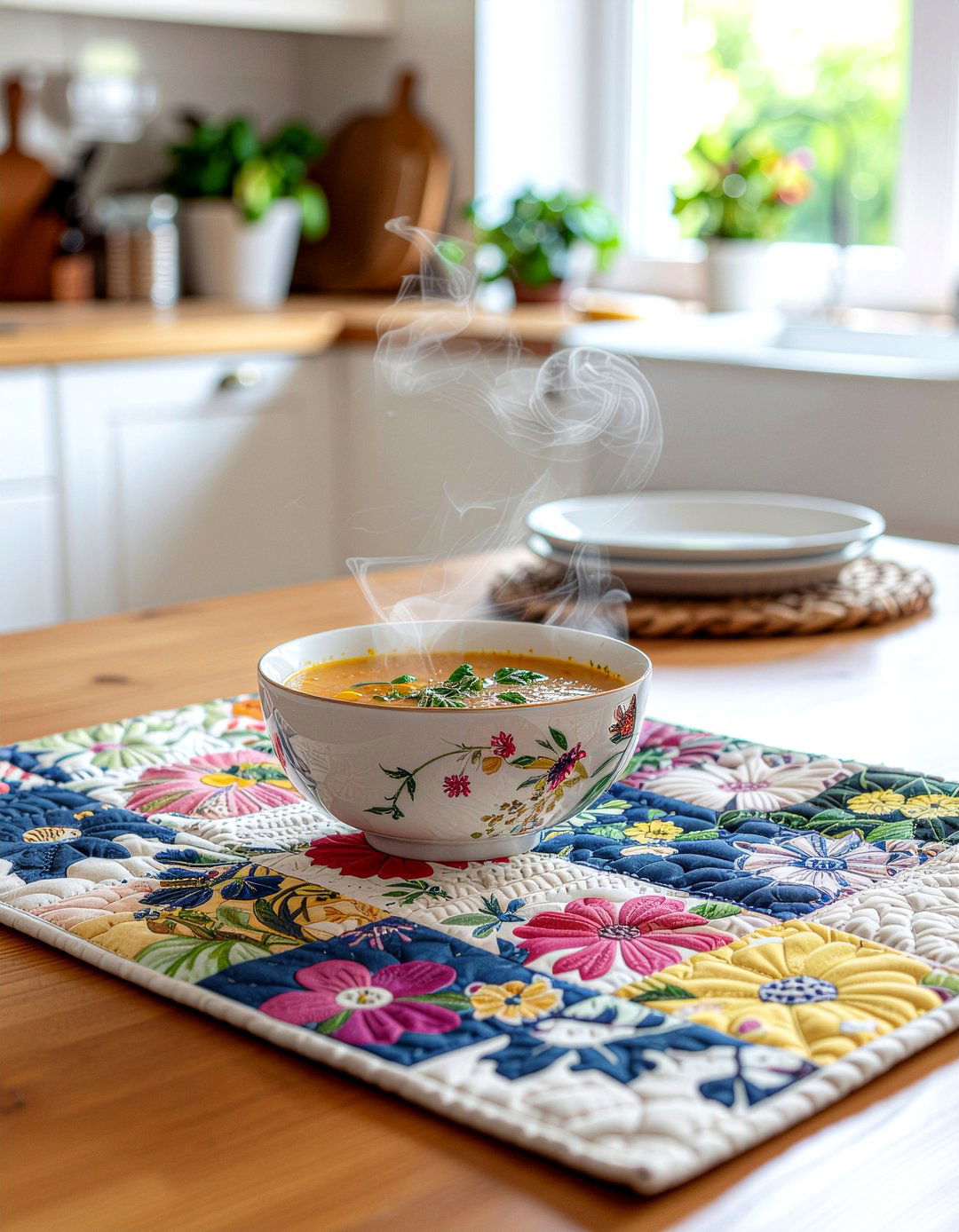 Quilted fabric placemat - 30 placemat dining ideas