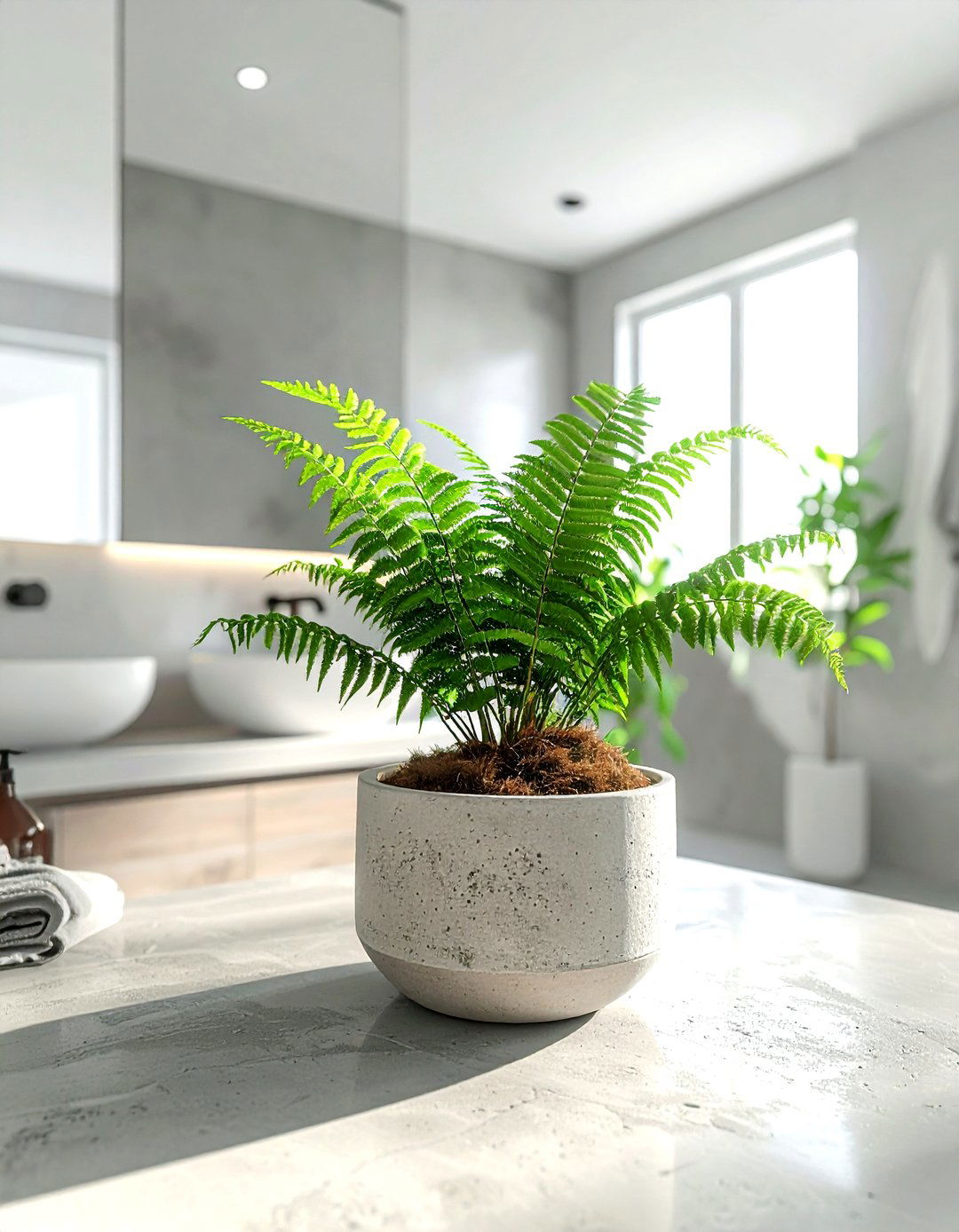 Rabbits Foot Fern Ceramic Pot - 30 bathroom fern ideas