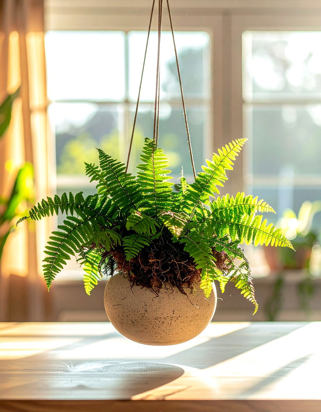 Rabbits Foot Fern Hanging Pot - 30 dining room fern ideas