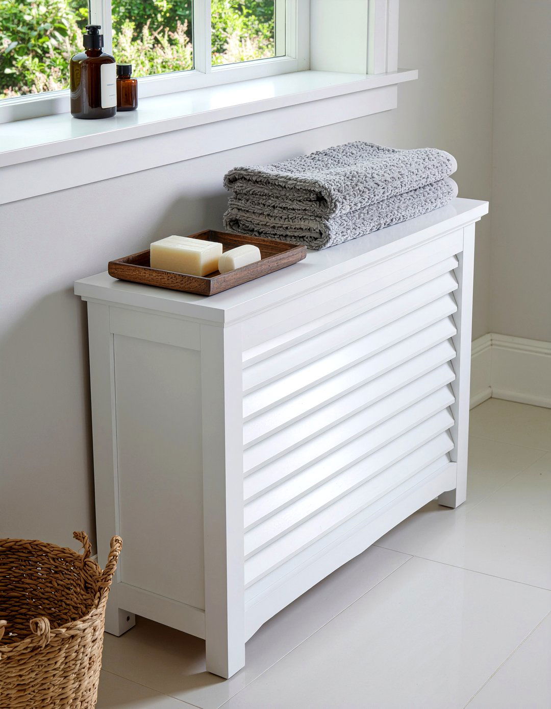 Radiator cover shelf - 30 bathroom innovative storage ideas