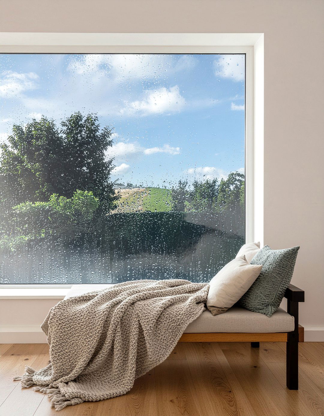 Rain Glass Window - 30 living room privacy glass ideas