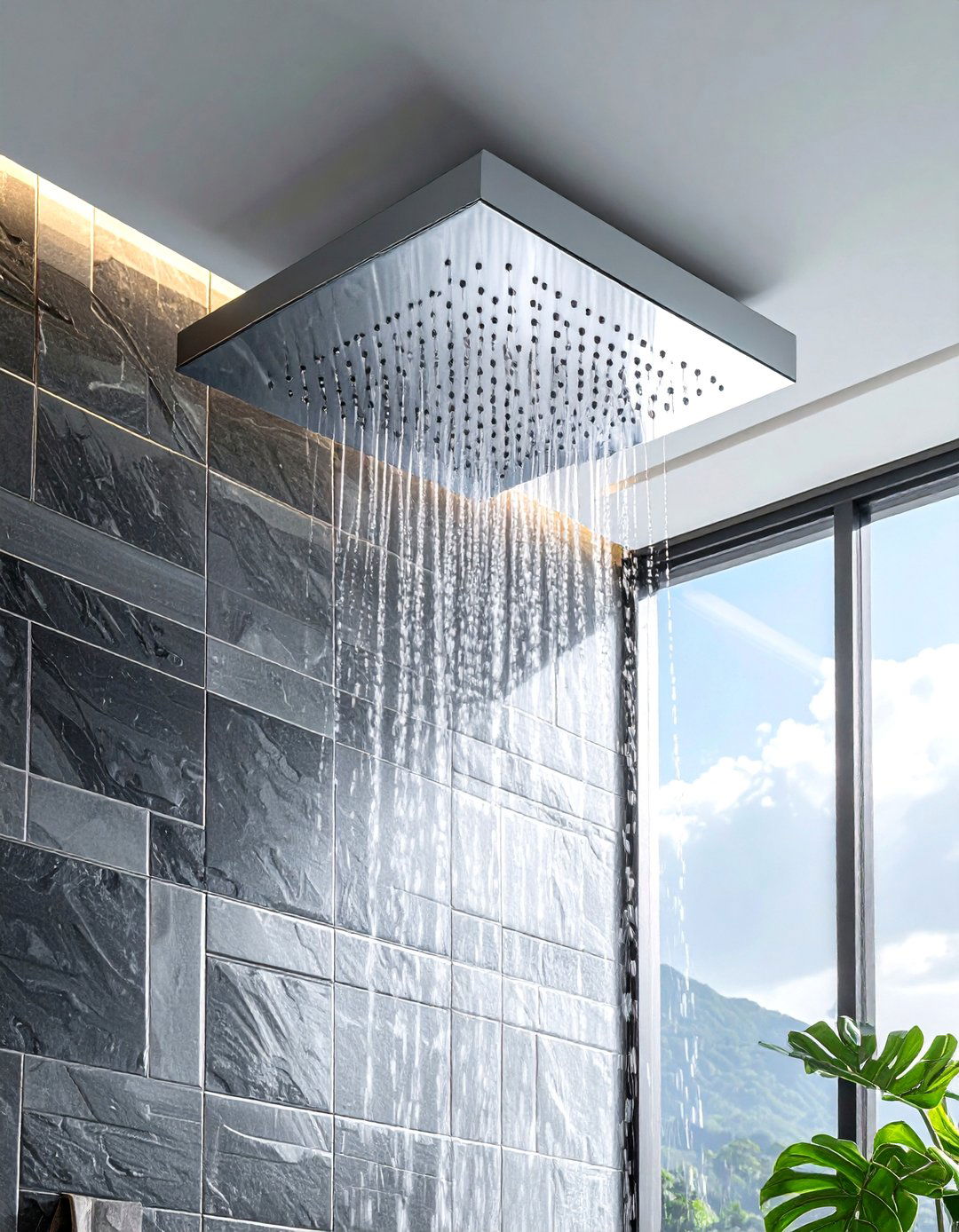 Rain shower head - 30 zen bathroom ideas