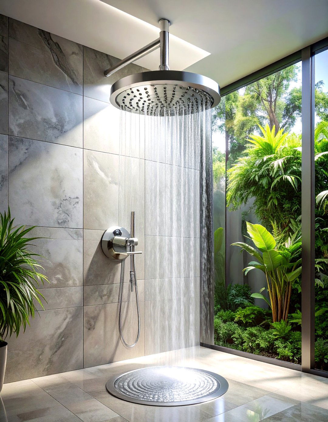 Rain shower head - 30 brushed nickel bathroom ideas