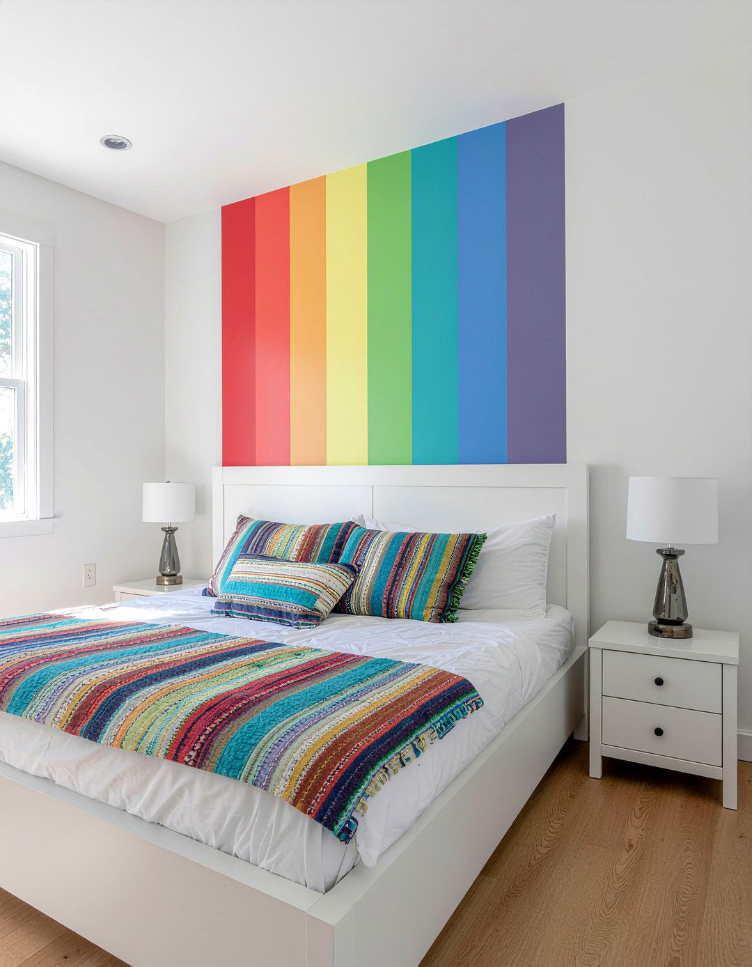 Rainbow Accent Wall - 30 rainbow bedroom ideas