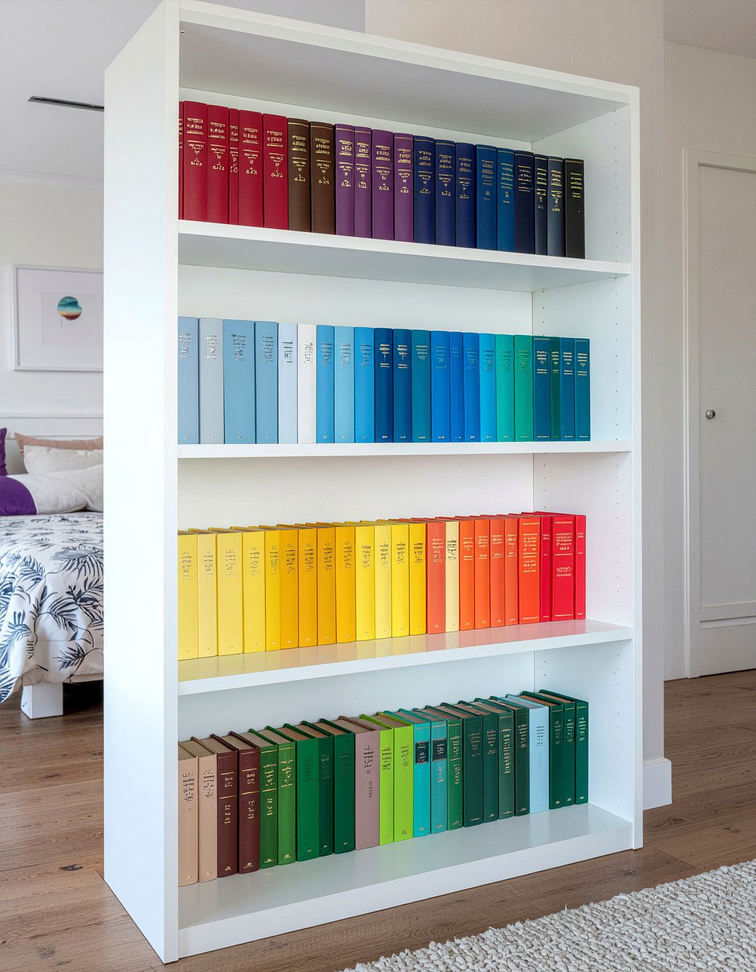Rainbow Bookshelf Organization - 30 rainbow bedroom ideas
