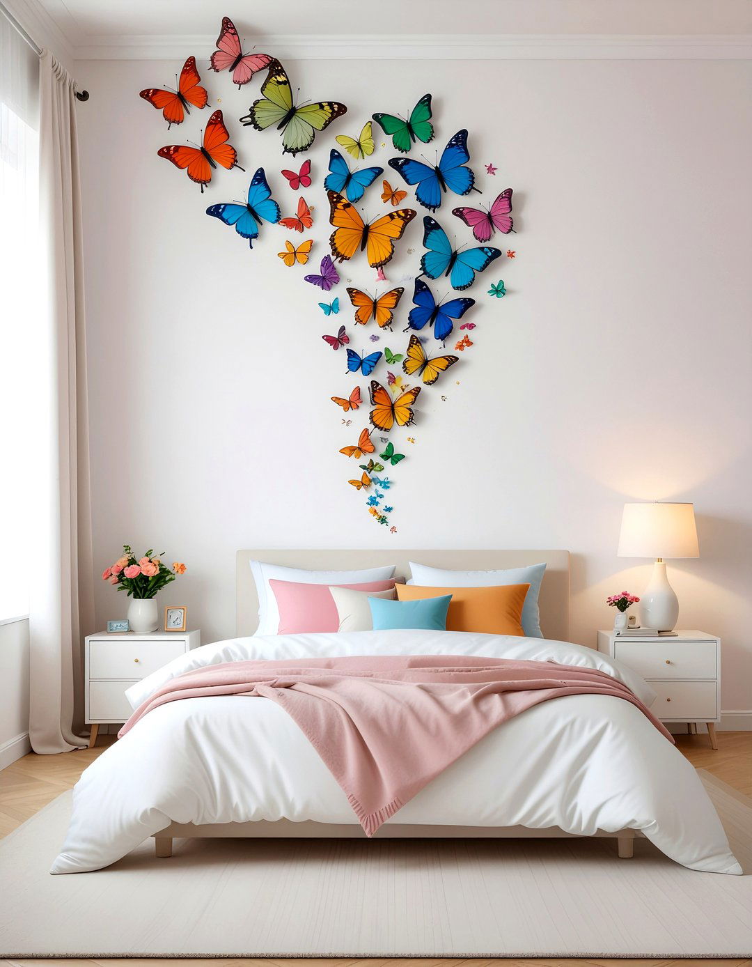 Rainbow Butterfly Wall Art - 30 rainbow bedroom ideas