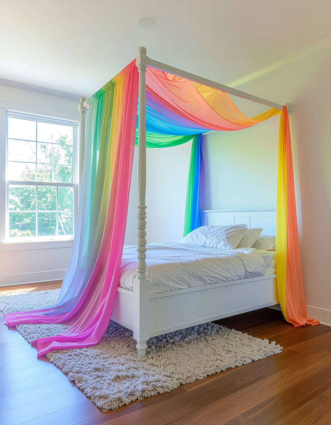 Rainbow Canopy Bed - 30 rainbow bedroom ideas
