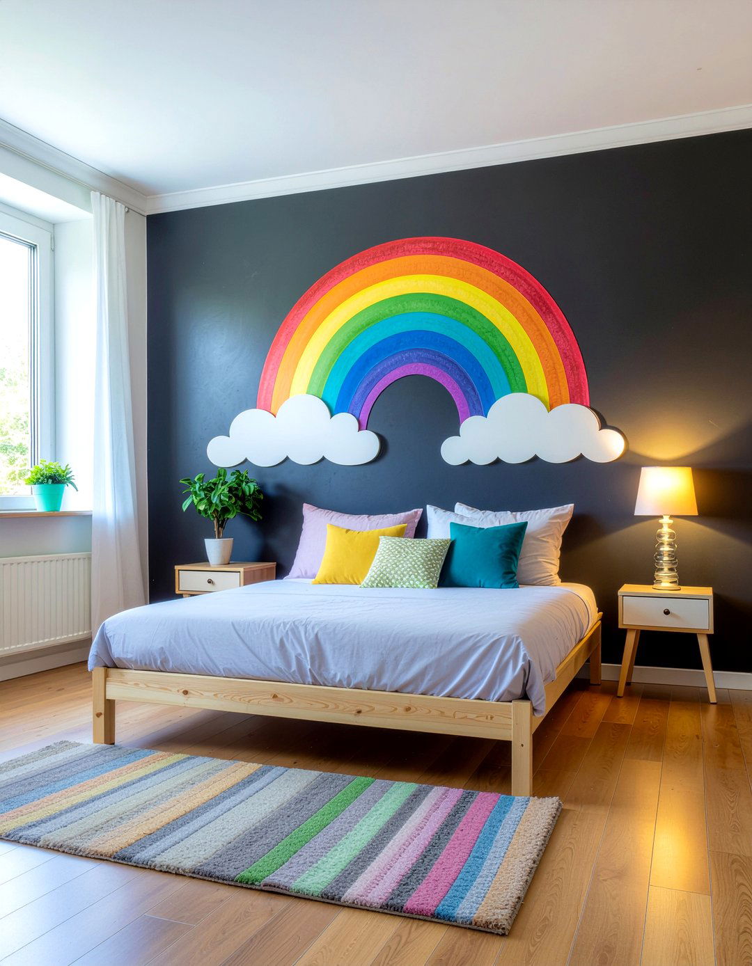 Rainbow Chalkboard Wall - 30 rainbow bedroom ideas