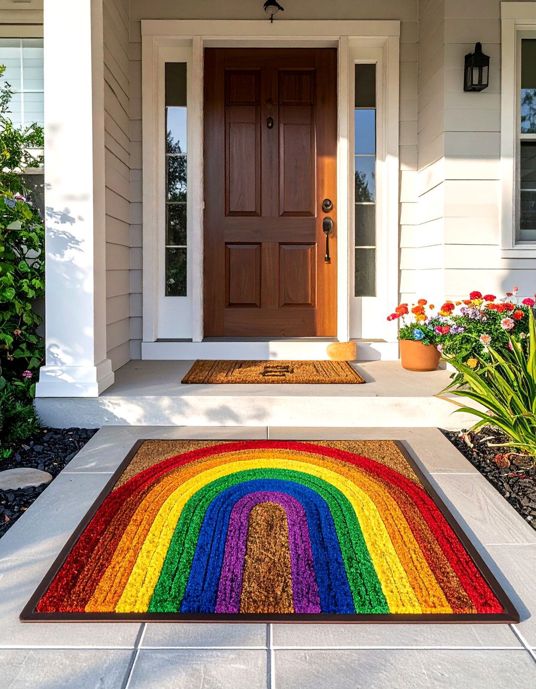 Rainbow Doormat Entrance - 30 rainbow decor ideas