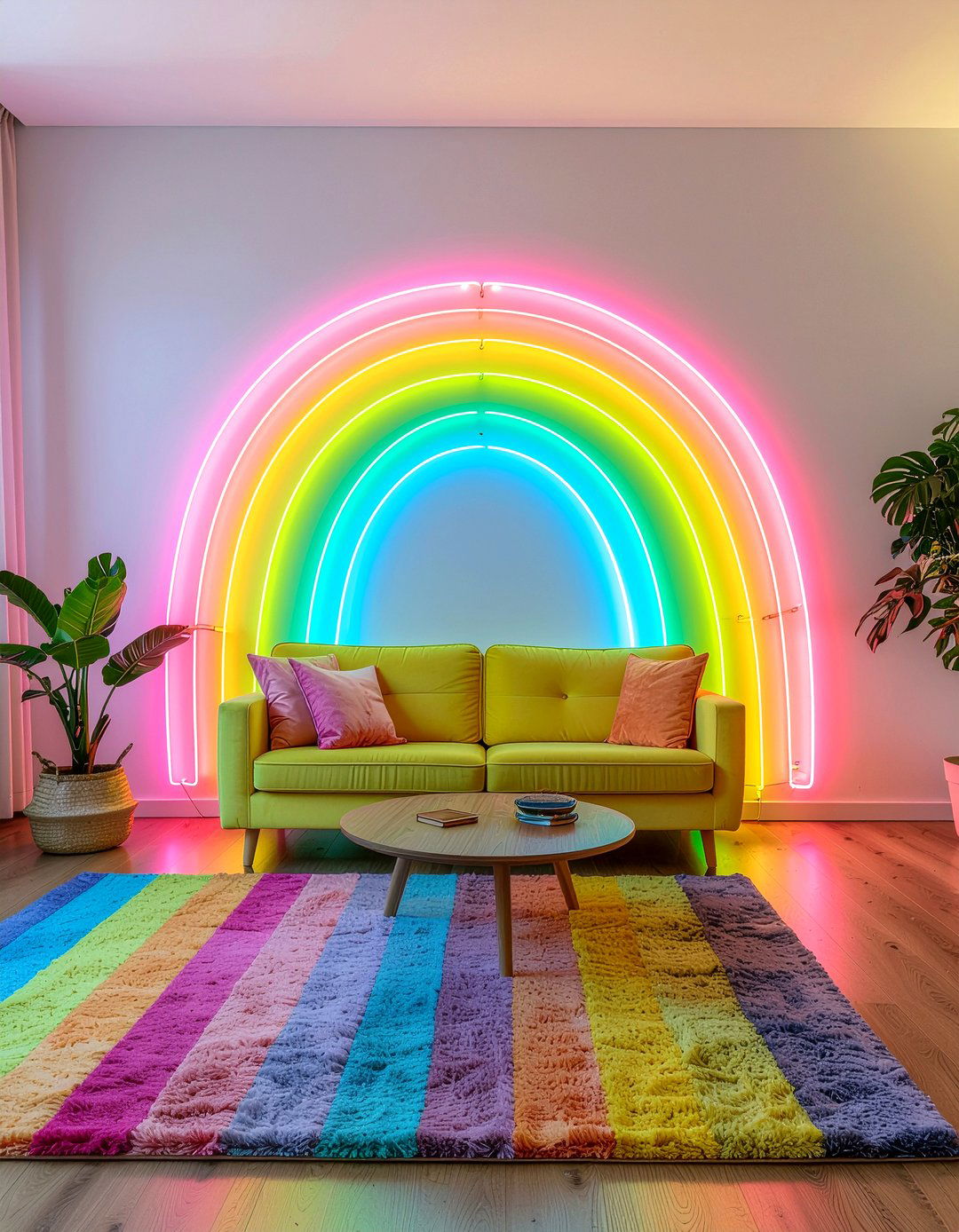 Rainbow Neon Sign - 30 living room neon signs