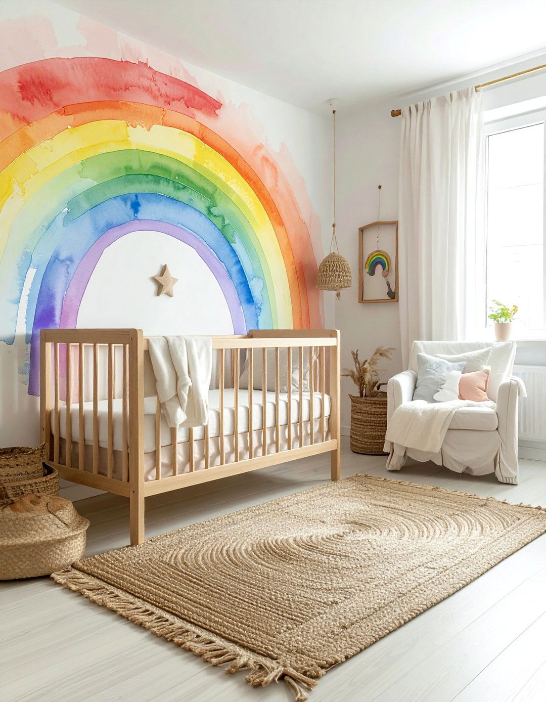 Rainbow Nursery Wall - 30 rainbow decor ideas