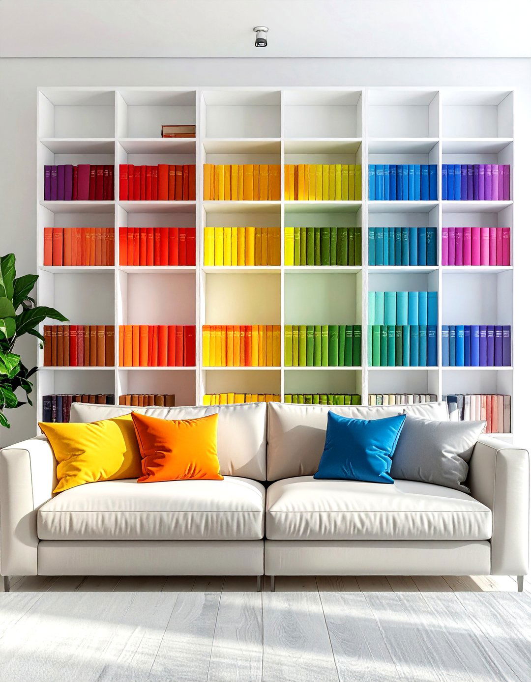 Rainbow Organized Books - 30 living room book displays