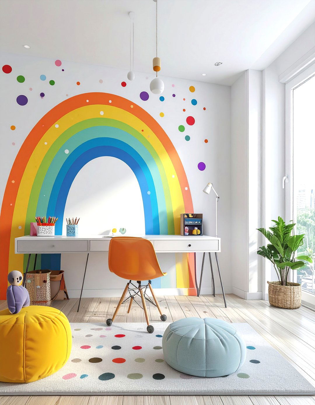 Rainbow Polka Dot Decal - 30 rainbow decor ideas