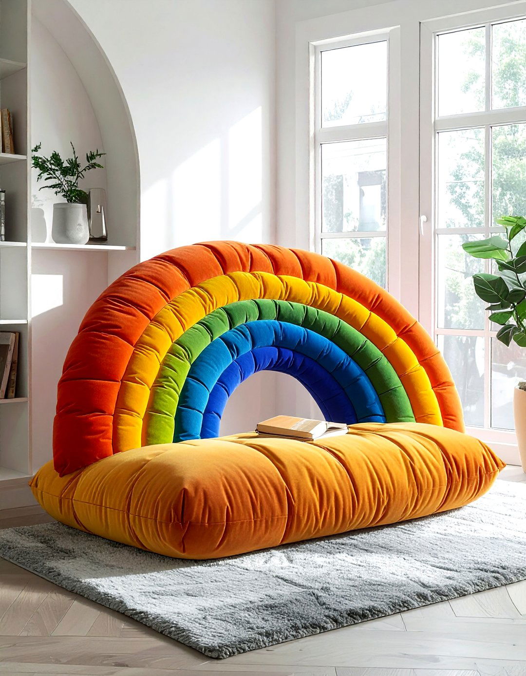 Rainbow Shaped Floor Pillow - 30 rainbow decor ideas
