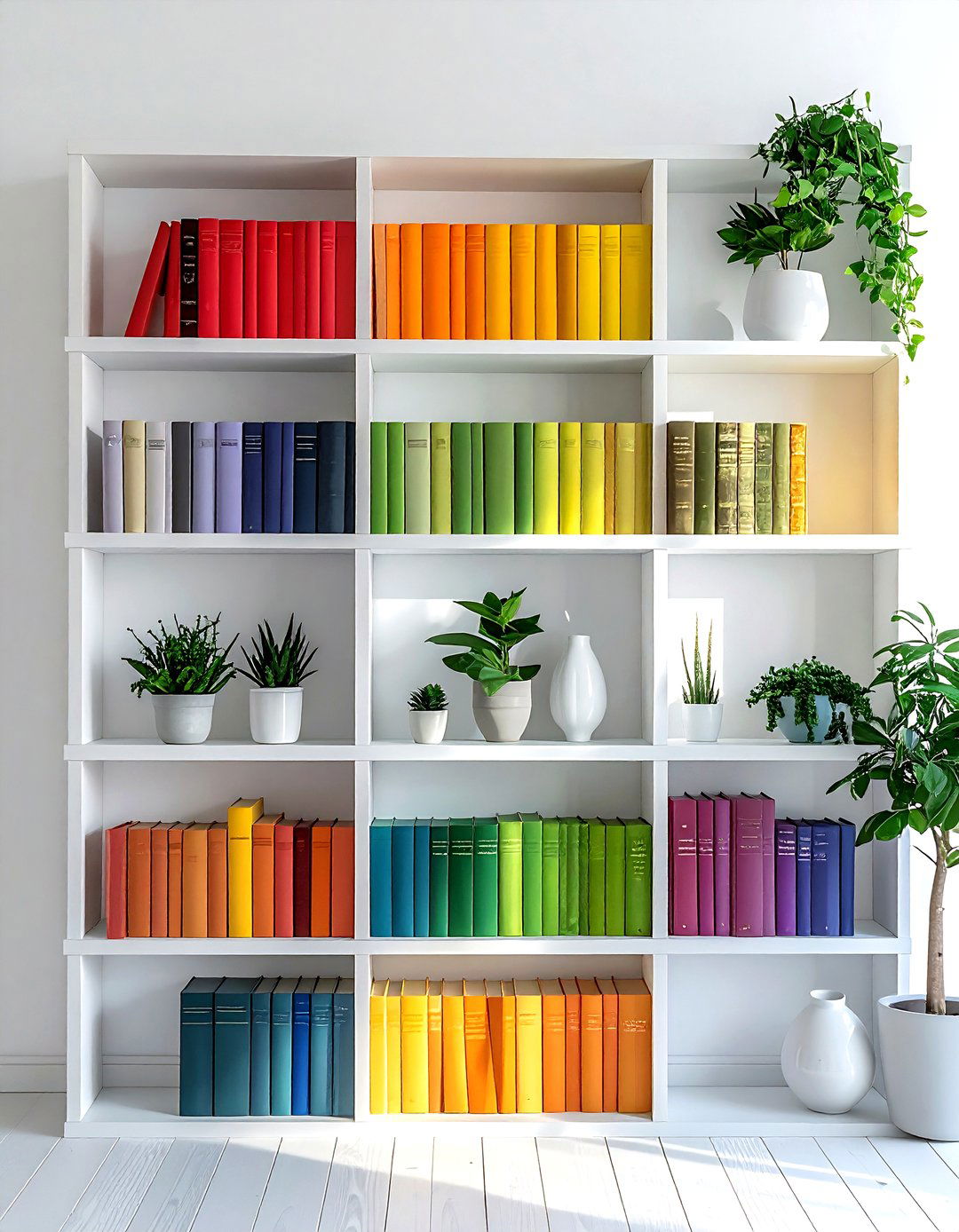 Rainbow bookshelf - 30 colorful home decor ideas