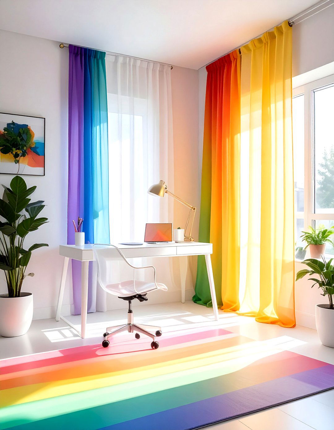Rainbow sheer panels - 30 colorful curtain ideas