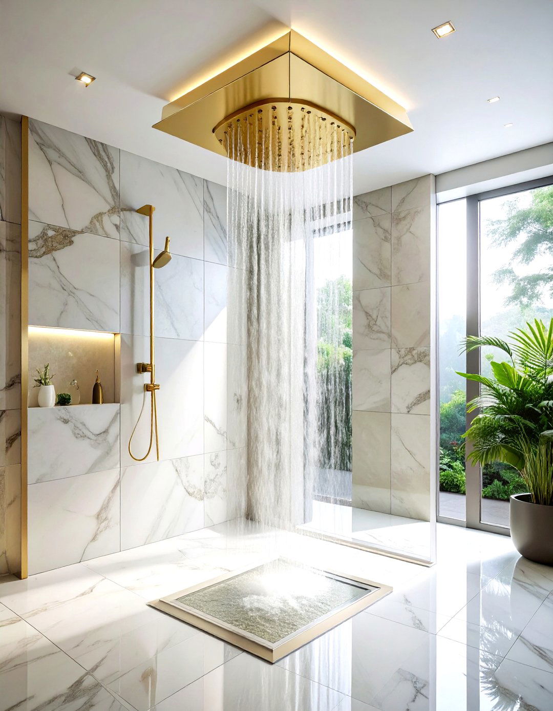 Rainfall Shower Head - 30 spa-like decor ideas