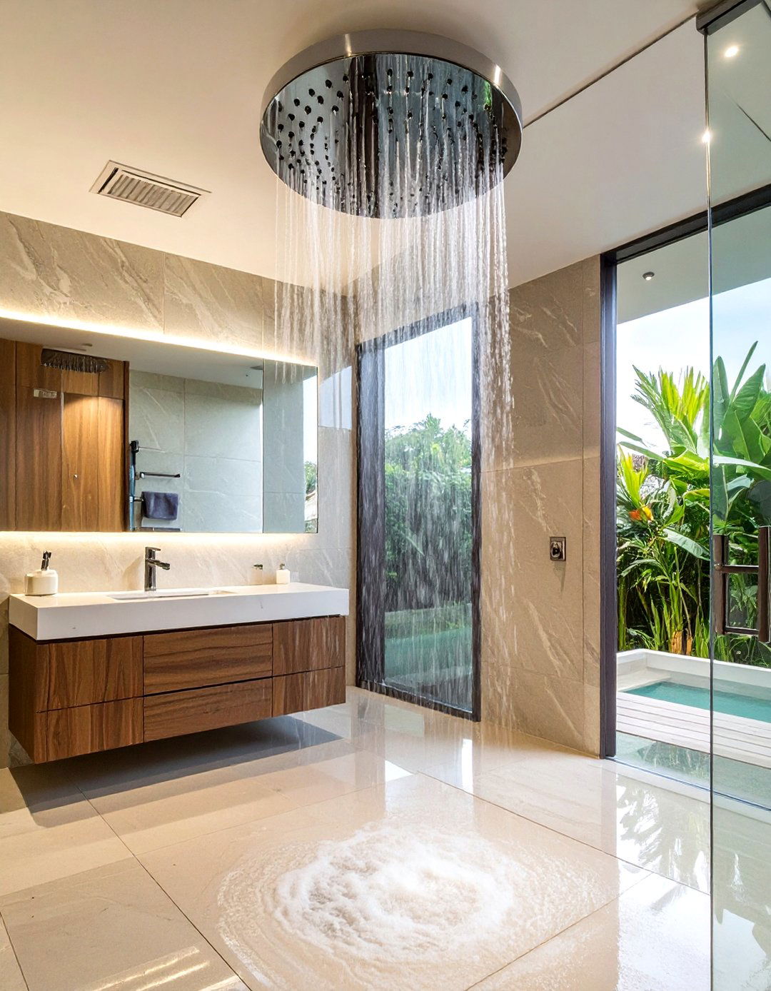 Rainfall shower head - 30 bathroom plumbing ideas