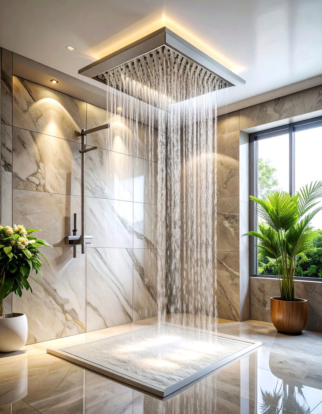 Rainfall shower head - 30 spa bathroom ideas