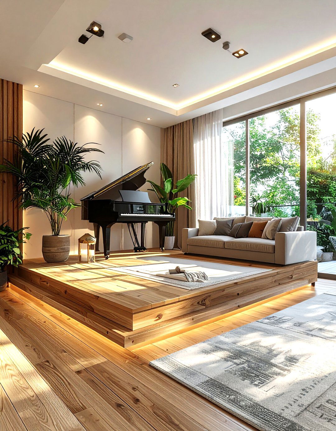 Raised floor platform - 30 living room zoning ideas