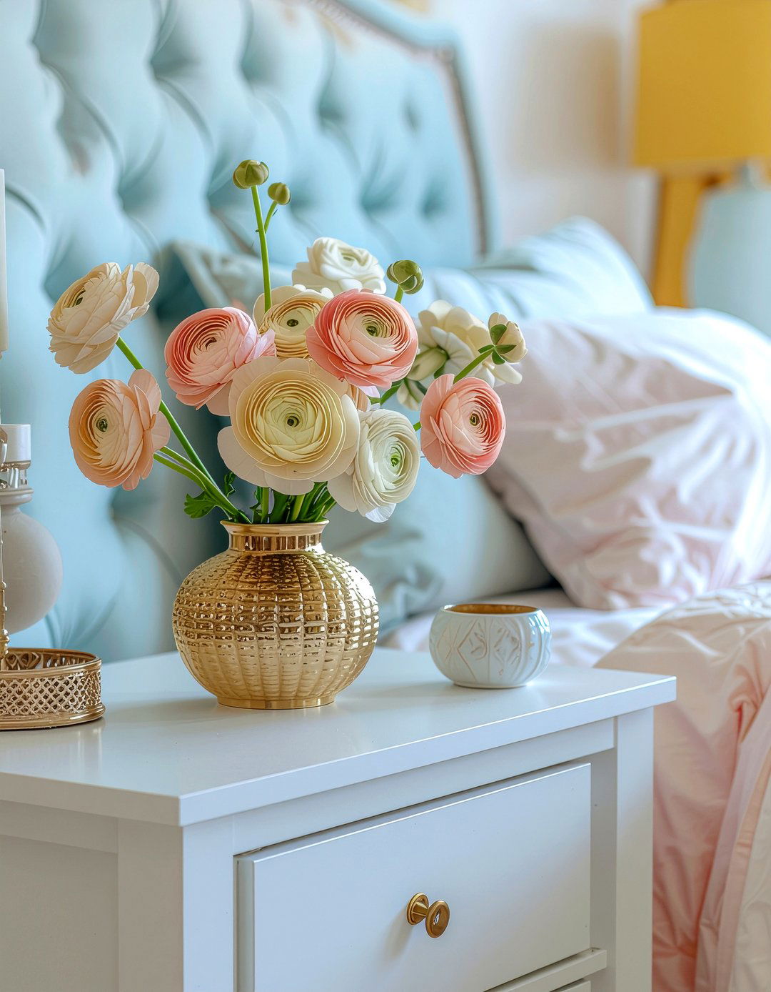 Ranunculus Arrangement Nightstand - 30 bedroom flower arrangements