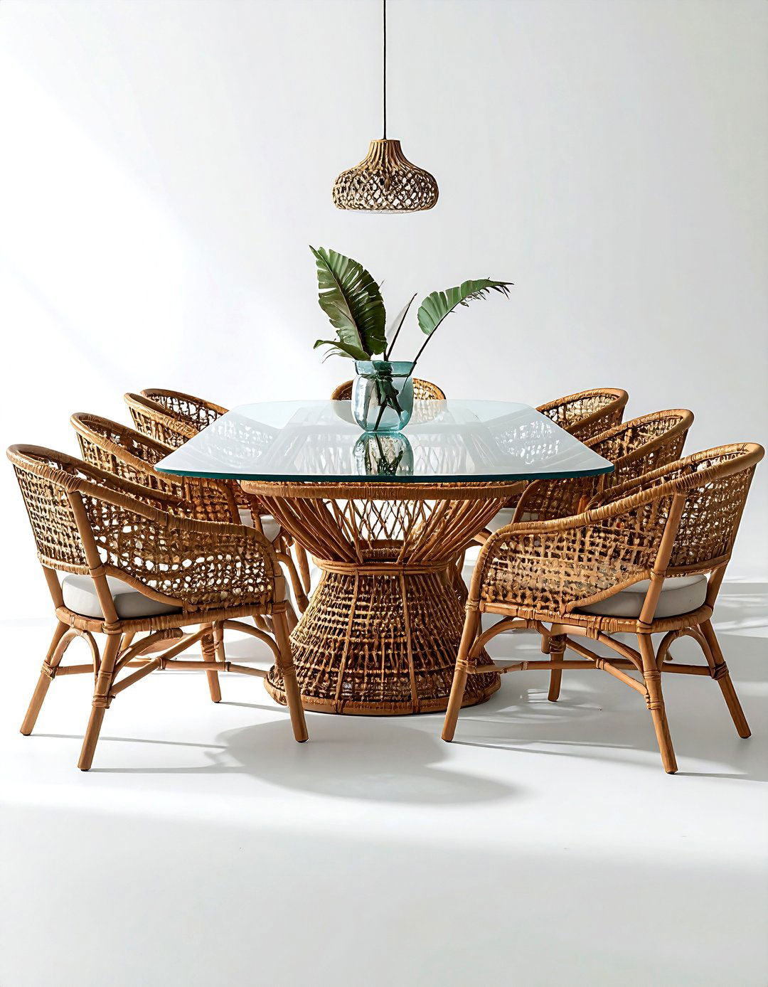 Rattan And Glass Dining Table - 30 rattan dining room ideas