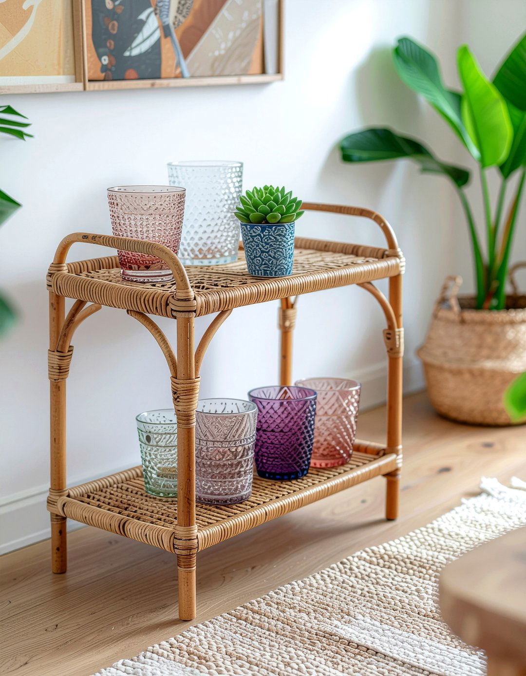 Rattan Bar Cart - 30 dining room bar cart ideas