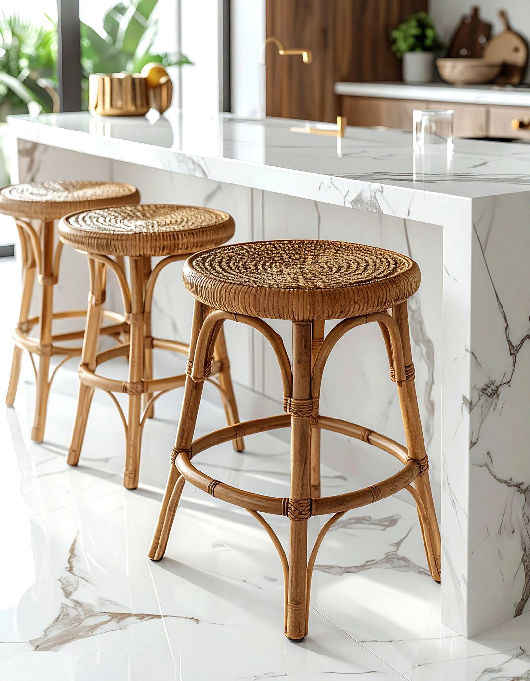 Rattan Bar Stool - 30 rattan decor ideas
