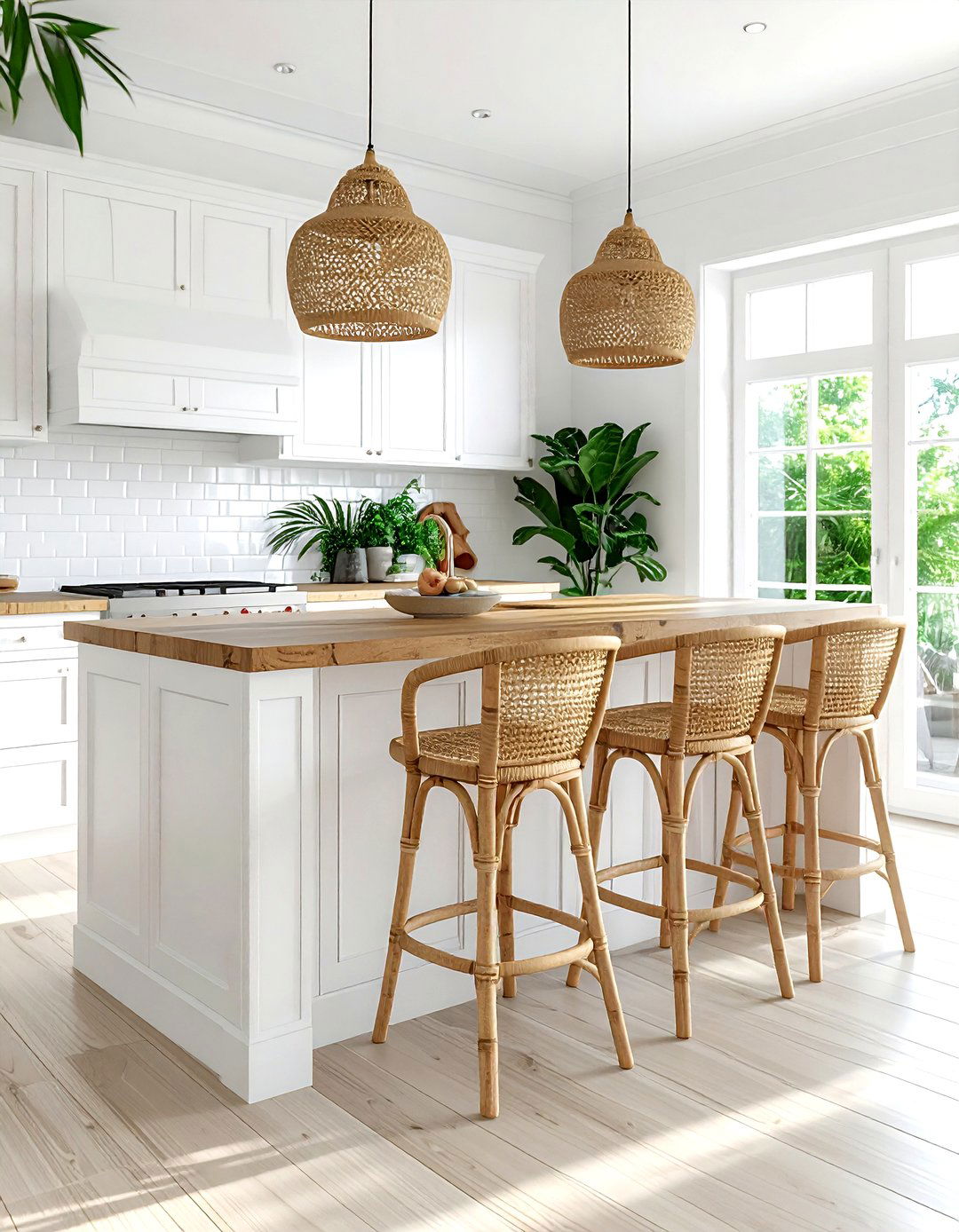 Rattan Bar Stools - 30 Bohemian kitchen ideas