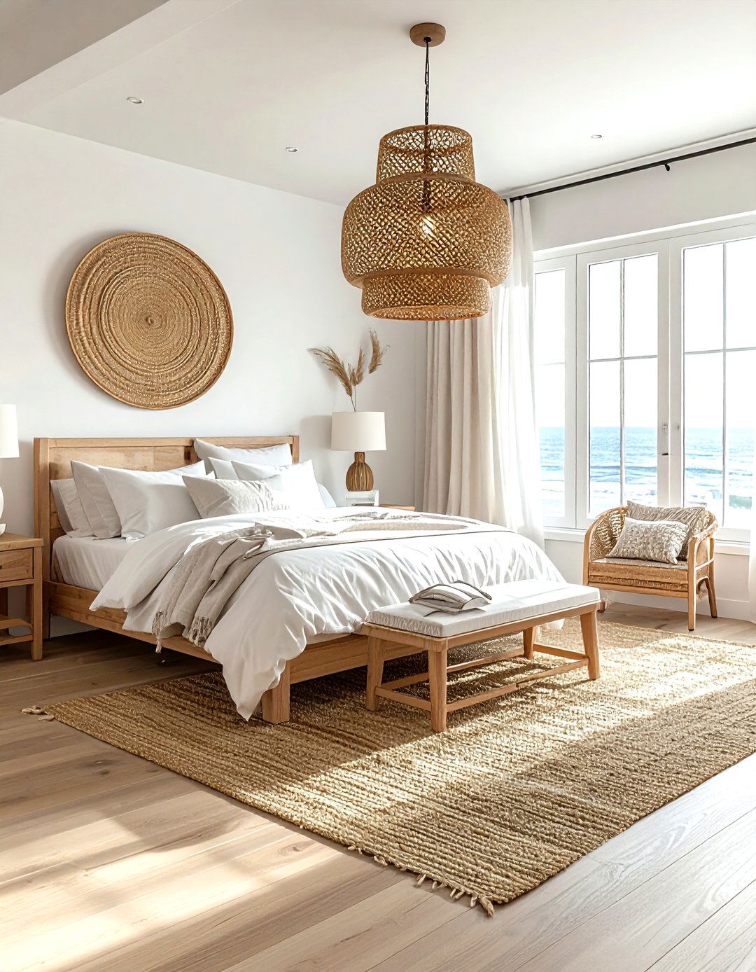 Rattan Basket Chandelier - 30 bedroom chandelier ideas